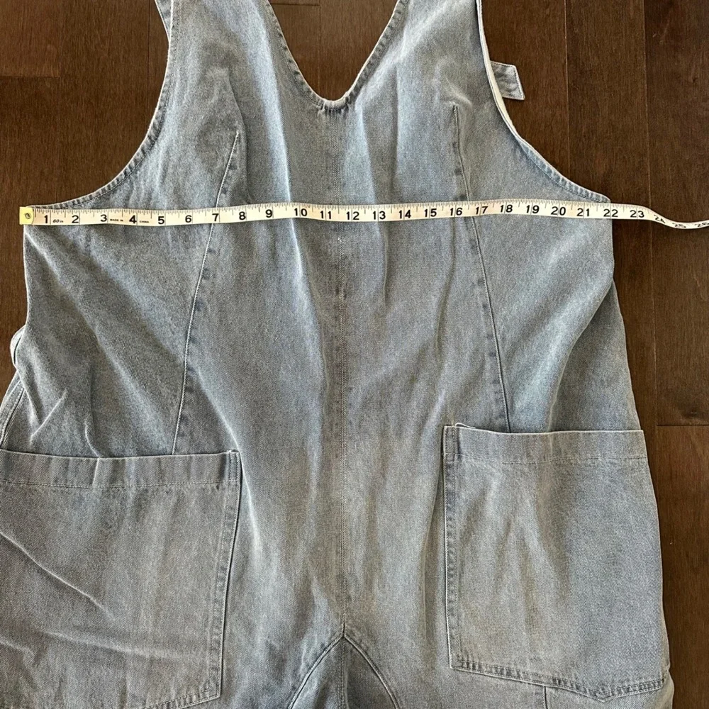 Bibi Womens Slouchy Relaxed Overalls Boho Festival Light Wash XL